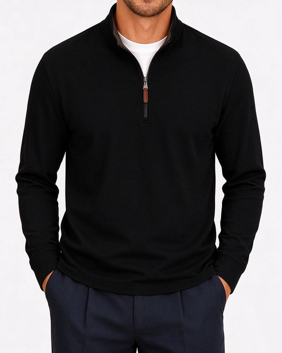 Herren Sweatshirt Halb-Zip Stehkragen Langarm