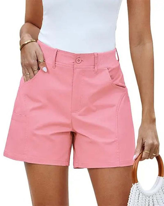 Shorts Mit Taschenknopf Unifarben