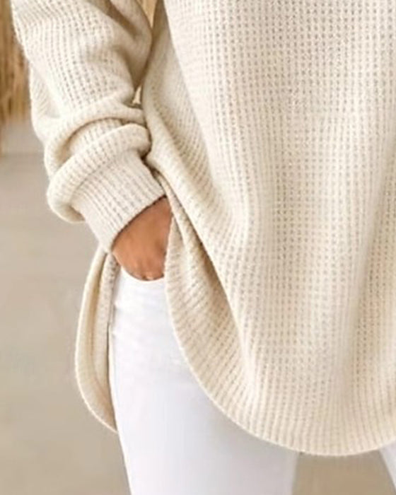 Stricktop Lässig Schalkragen
