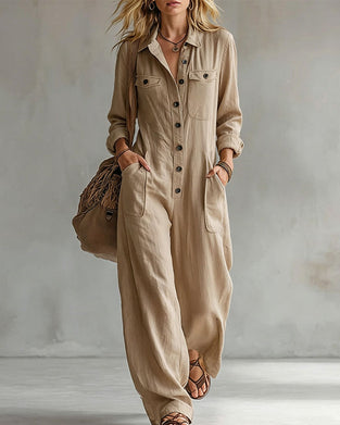 Jumpsuit Einfarbig Langarm
