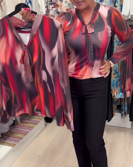 Bluse elegant langarm bedruckt