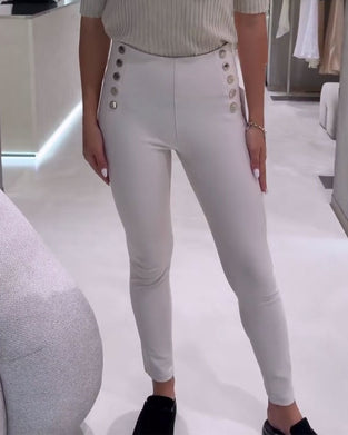 Hose Hohe Taille Seitenknopf Stretch