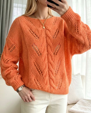 Pullover Rundhals Drop Schulter Ausschnitt Uni Gestrickt