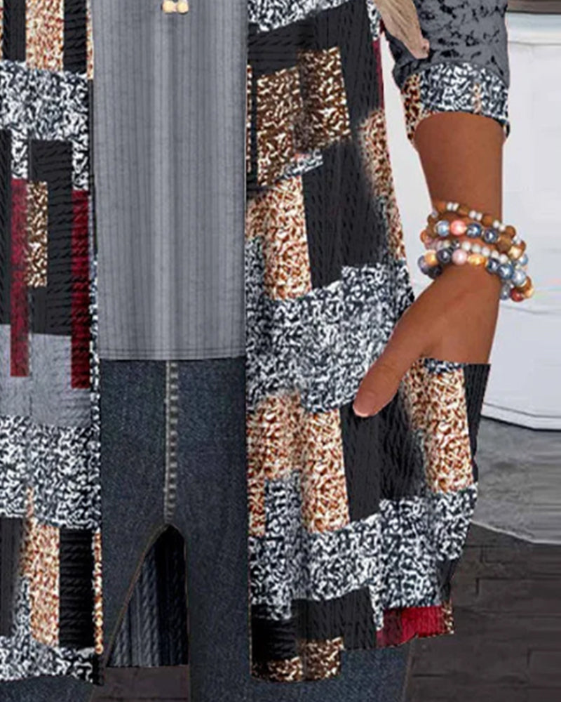 Langärmelige Bluse mit Print und Zwei-Teile-Optik