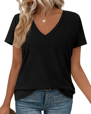 T-Shirt Pullover V-Ausschnitt Uni