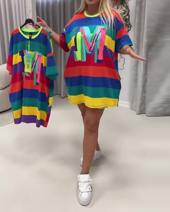 Kleid Regenbogen Gestreift Buchstabe