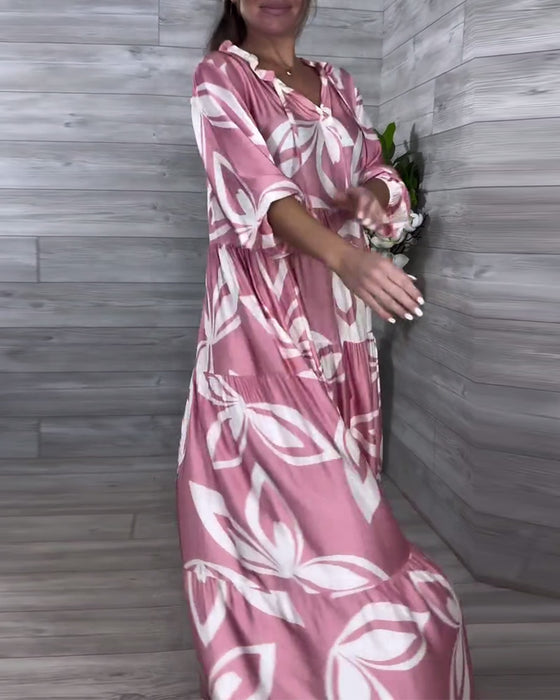 Kleid Weite V-Ausschnitt Casual
