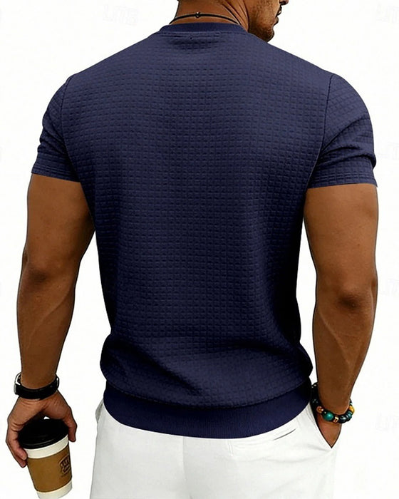 T-Shirt Gerippt Rundhals Kurzarm
