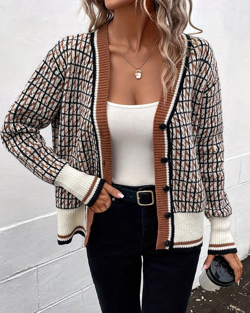 Cardigan Vintage Karo Knopfleiste