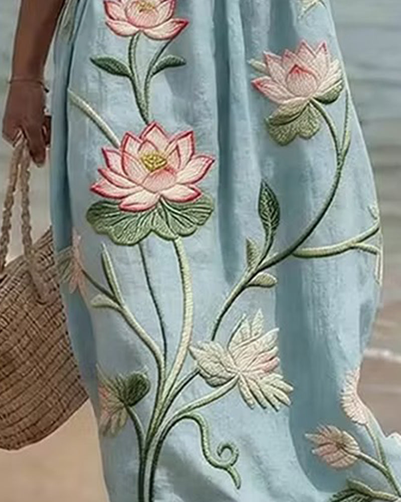 Blumenkleid Mit Rundhalsausschnitt