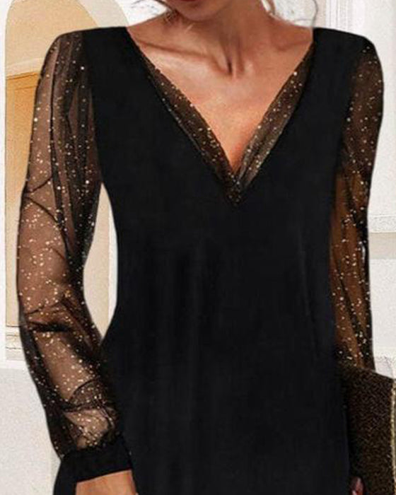 Kleid Stilvoll V-Ausschnitt A-Linie