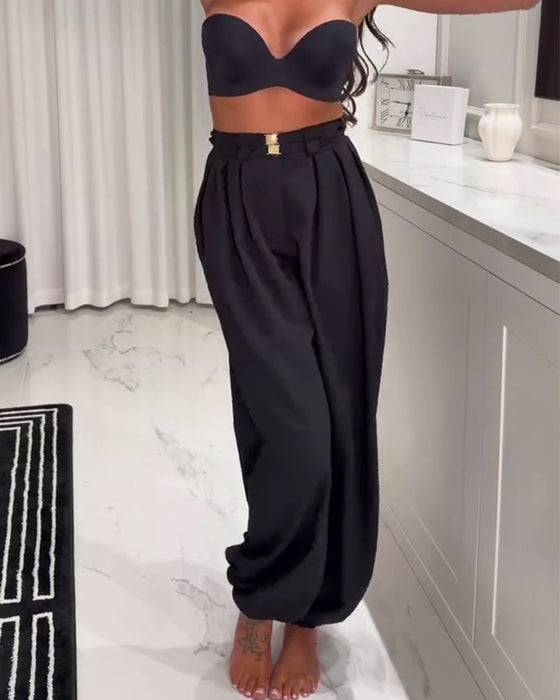 Hochtaillierte Laternenhose Mit Gerafften Bündchen