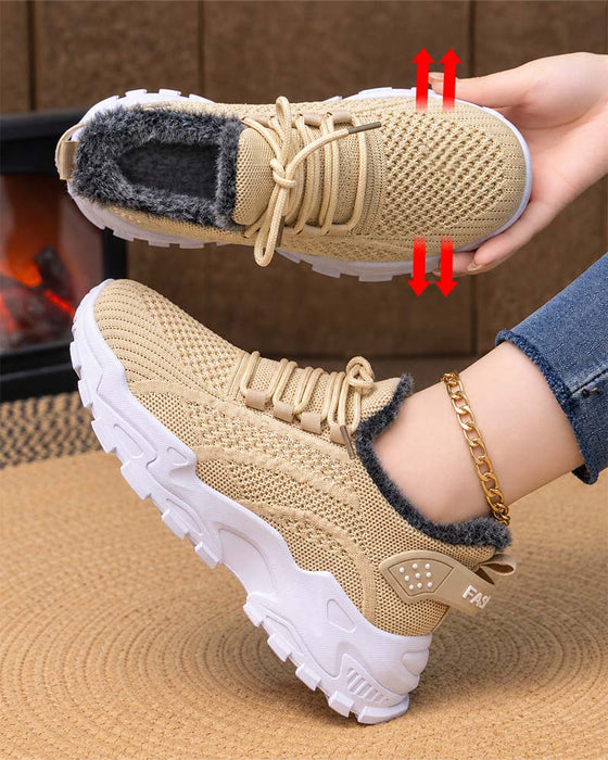 Sneaker Dicke Sohle Fleece Gefüttert Schnee