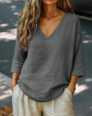 Bluse Drop-Shoulder V-Ausschnitt 3/4-Arm