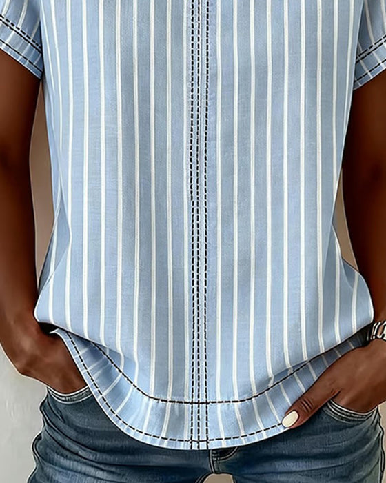 T-Shirt Einfach Designer Gestreift