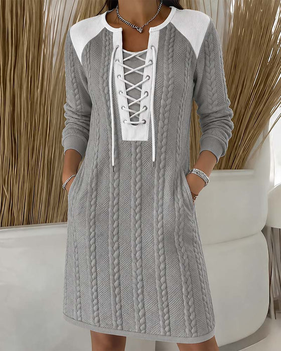 Kleid Binden Mode Farbblock