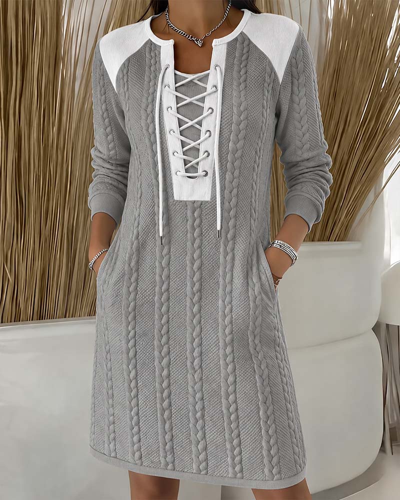 Kleid Binden Mode Farbblock