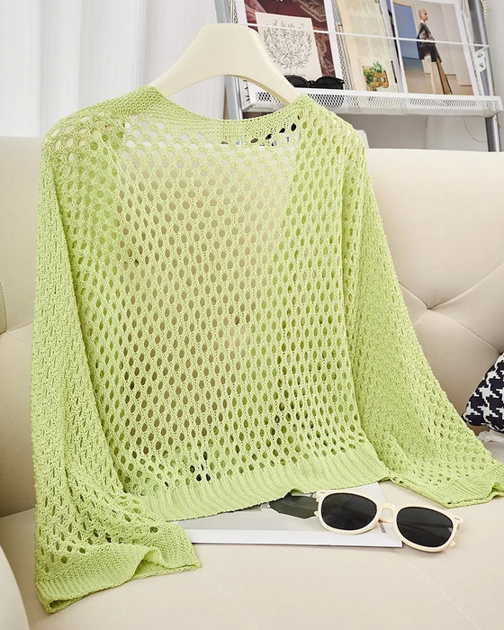 Cardigan Mit Bindebund Saum Durchbrochen