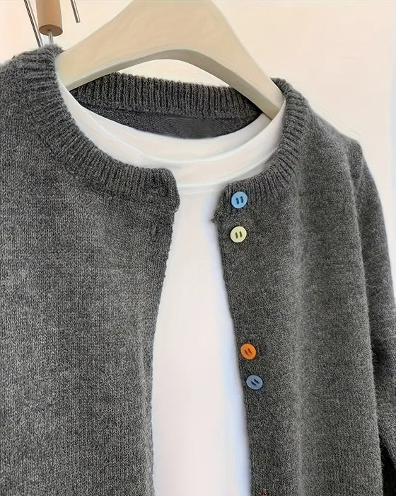 Strickjacke lässig einfarbig langarm