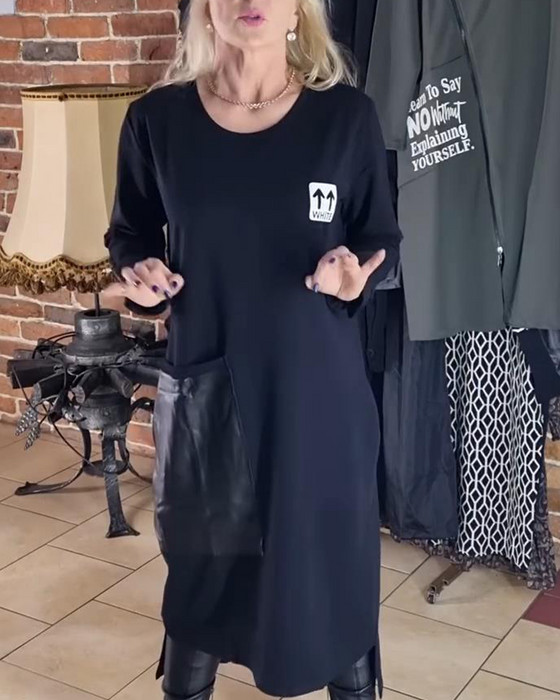 Kleid locker Plusgröße PU-Einsätze
