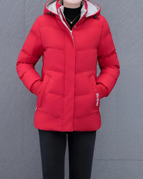 Jacke lässig einfarbig warm mit Kapuze
