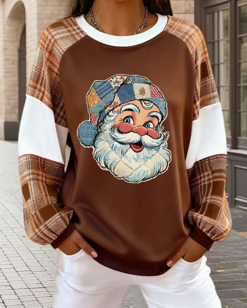 Sweatshirt Karo Weihnachtsdruck Locker