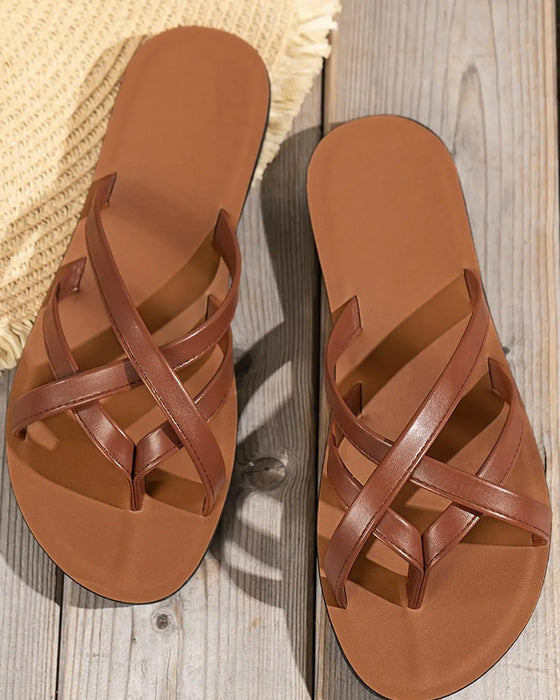 Damen Einfarbig Zehensteg Sandalen