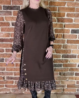 Kleid mit Rundhalsausschnitt im Fake-Zweiteiler-Look