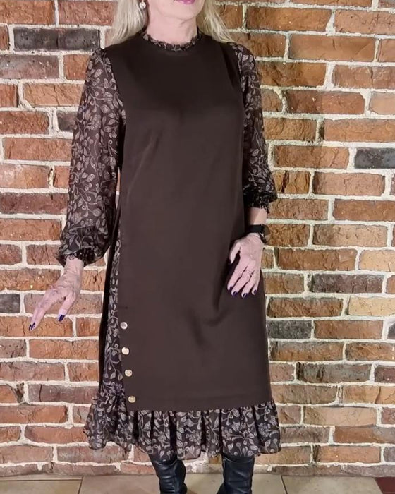 Kleid mit Rundhalsausschnitt im Fake-Zweiteiler-Look