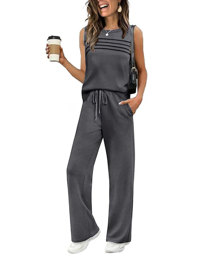 Zweiteiliges Set Plissierte Weste Top