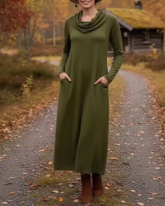 Kleid lässig einfache einfarbige Tasche
