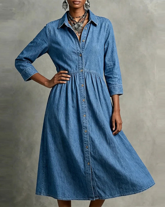 Kleid Hemdkragen Lässig