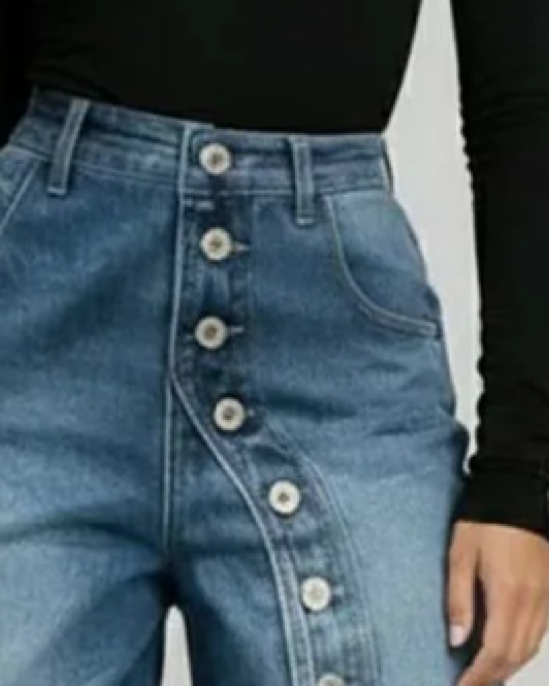 Shorts Diagonaler Knopf Hochgeschnitten Denim