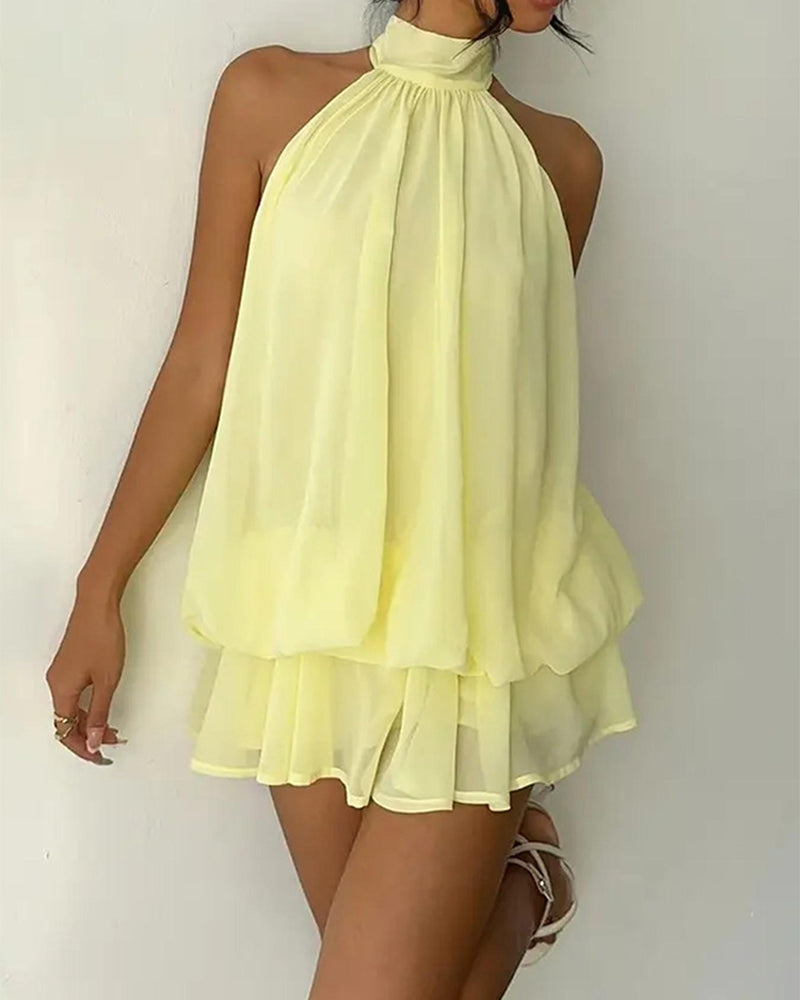 Kleid Neckholder Chiffon Mini