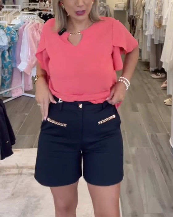 Shorts Mit Kettenverzierung Lässig