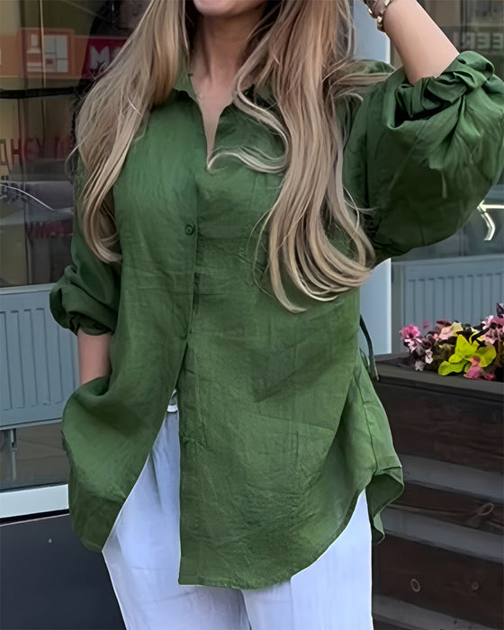 Bluse Elastische Taille Laternenärmel