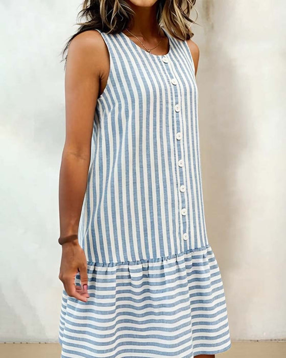 Dress Ärmellos Gestreift A-Linie