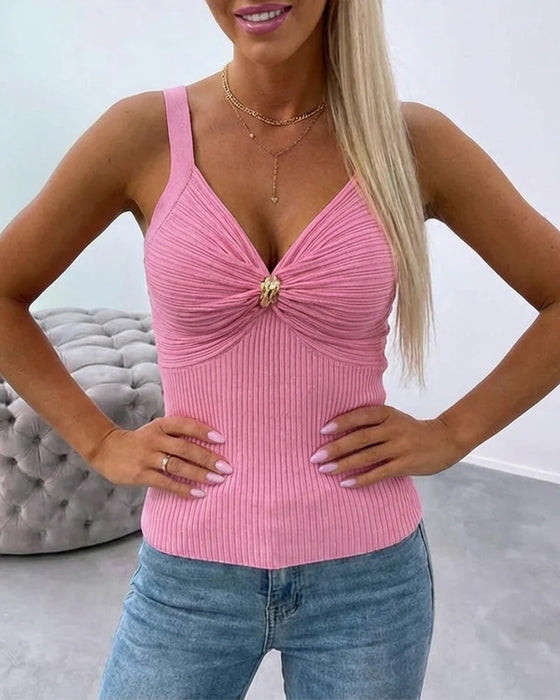 Cami-Top Metal-Twist V-Ausschnitt