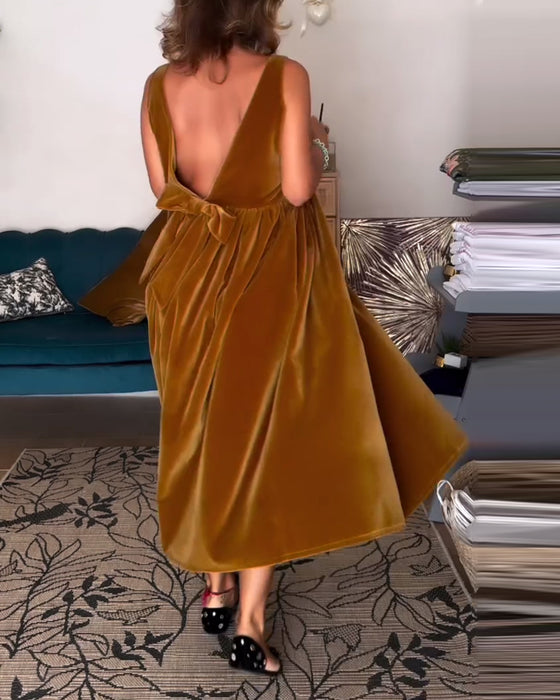 Kleid Ärmellos Elegant Samt