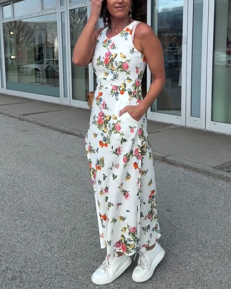 Kleid Ärmellos Gedruckt Casual
