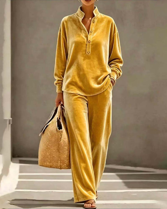 Set Langarm Stehkragen Zweiteiler