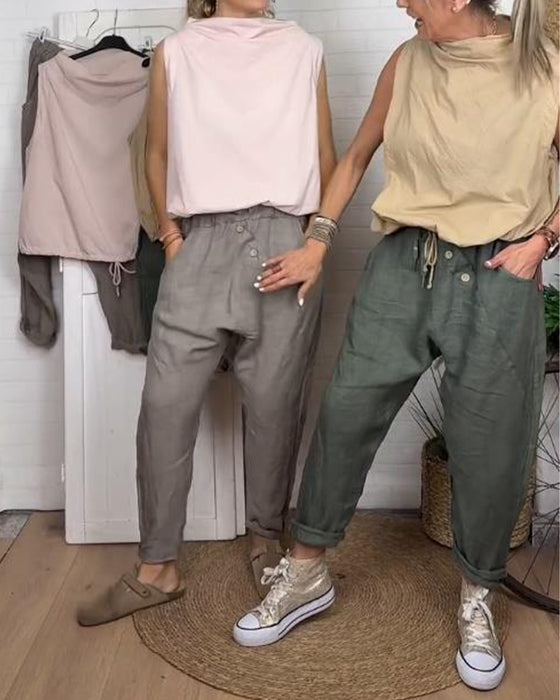 Harem Hosen Mit Vintage Und Tasche Merkmalen