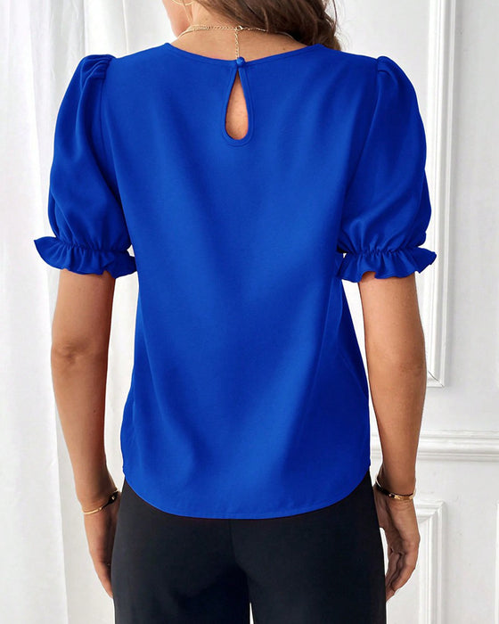 Bluse Einfarbig Rundhalsausschnitt