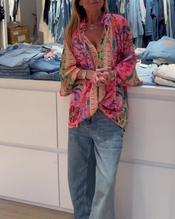 Bluse Bohemian Druck