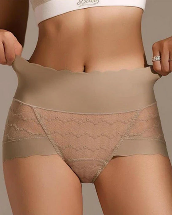 Atmungsfreie Nahtlose High-Waist Spitzen Slip