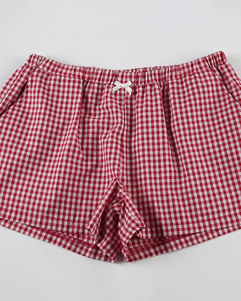 Shorts Freizeit mit Karo und Gummizug