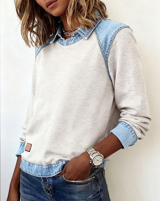 Bluse modisches Revers langarm