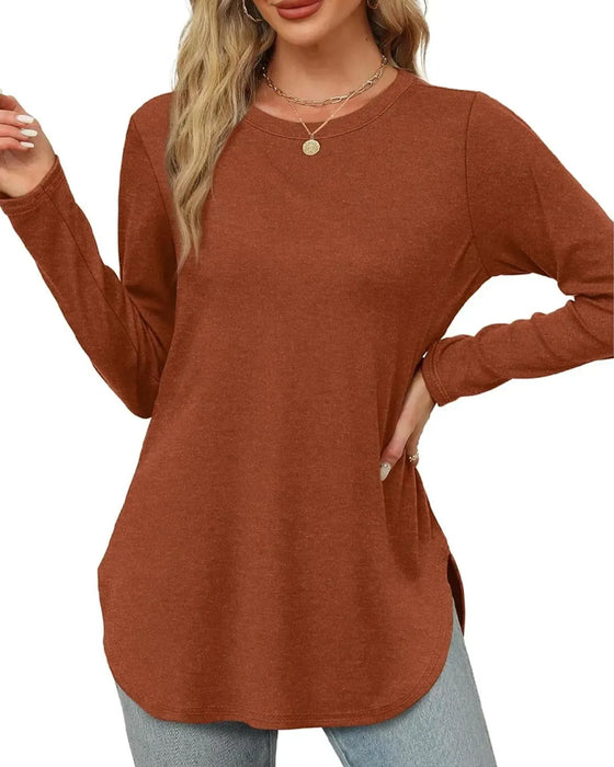 Einfarbiges Langarm‑Top