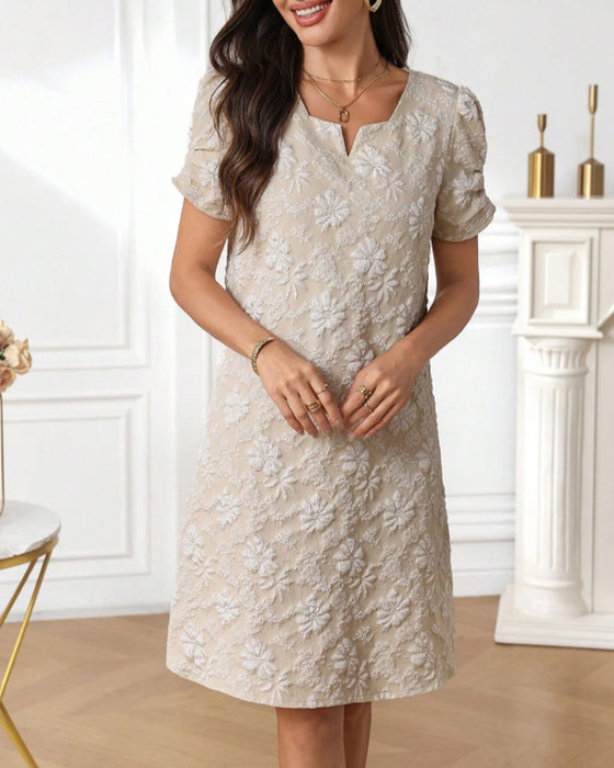 Kleid Puffärmel Figurbetonte Taille