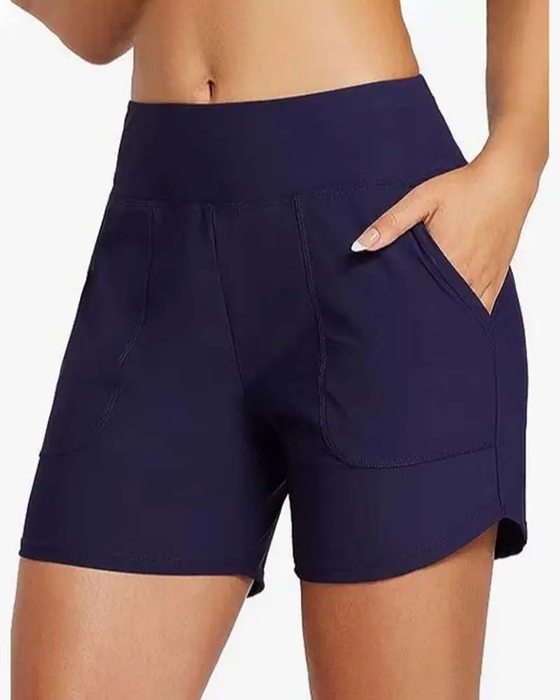 Shorts Hohe Taille Schlitz Sportlich Lässig